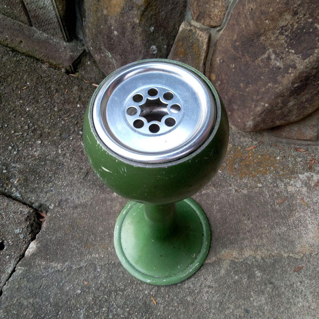 【希少】スタンド灰皿　昭和レトロ　レアなウグイスグリーン　アンティーク