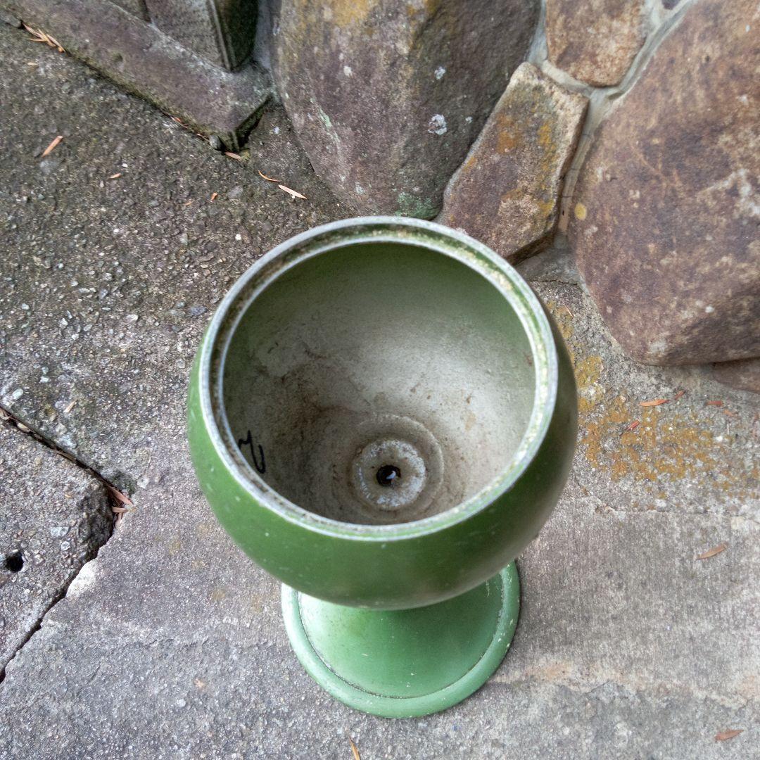 【希少】スタンド灰皿　昭和レトロ　レアなウグイスグリーン　アンティーク