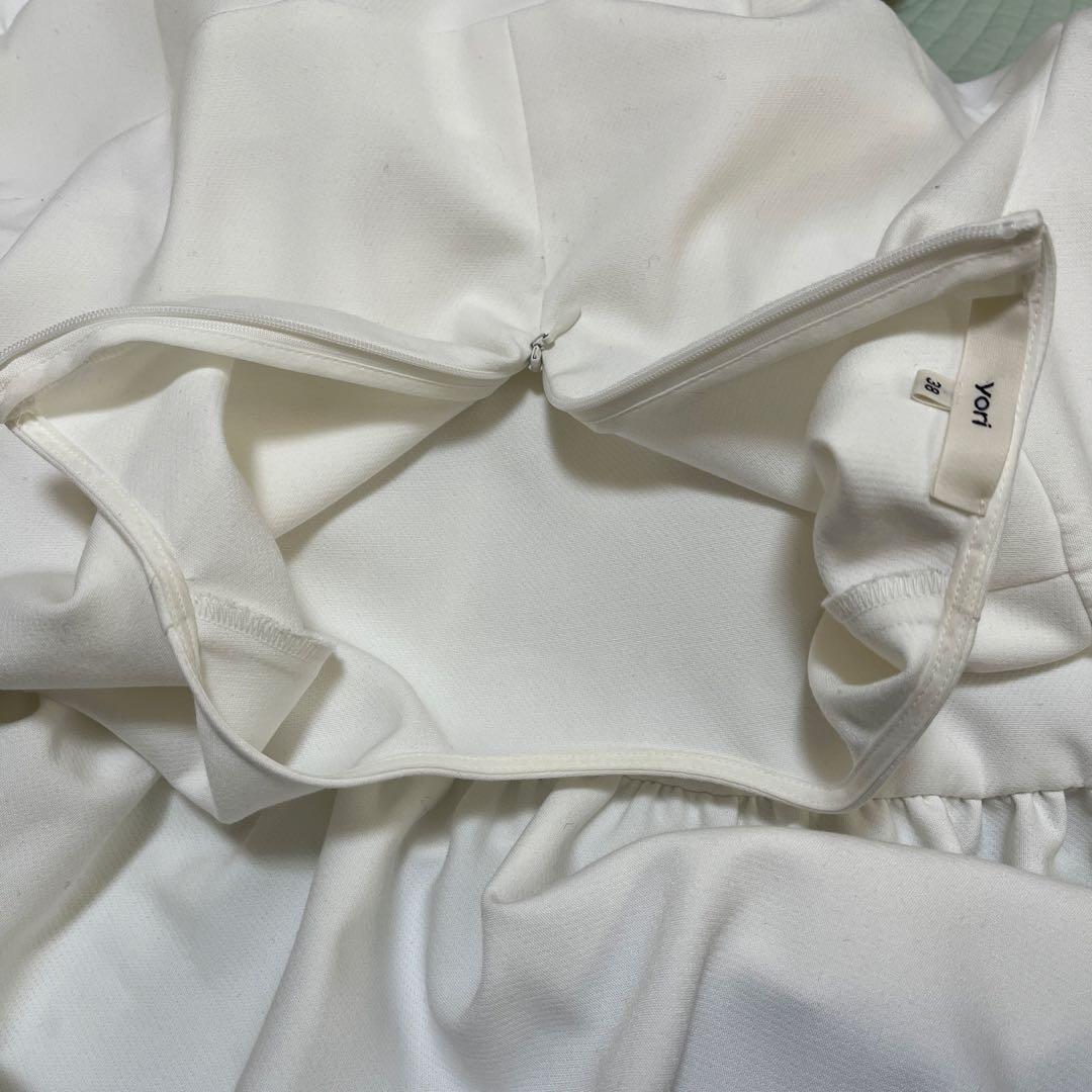 yori マットダブルクロスティアードブラウス 38 ホワイト