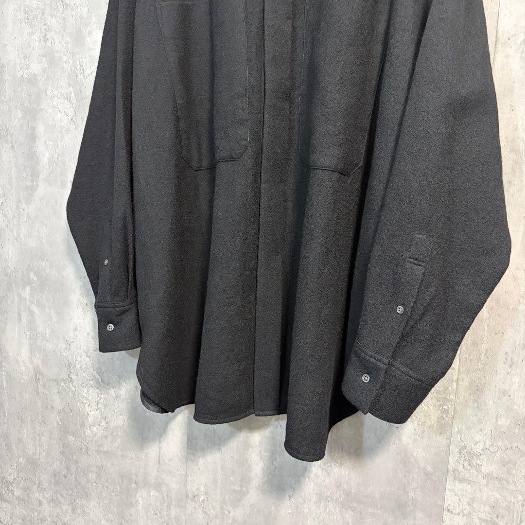 【新品未使用】MBハイエンド尾州 2/48ウールガーゼシアーシャツ ブラックS