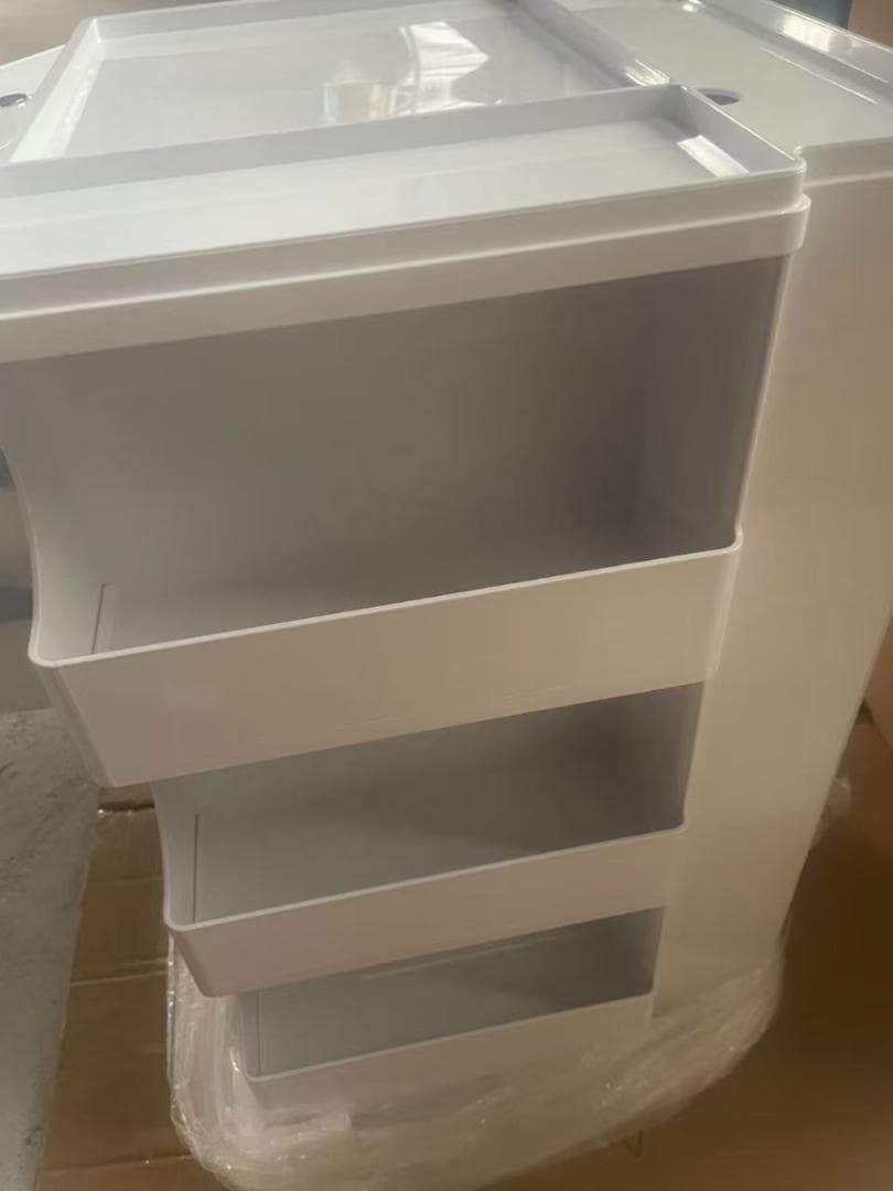 【在庫処分品】マルチキャスター付き4面収納ワゴン プッシュ式スライドトレー