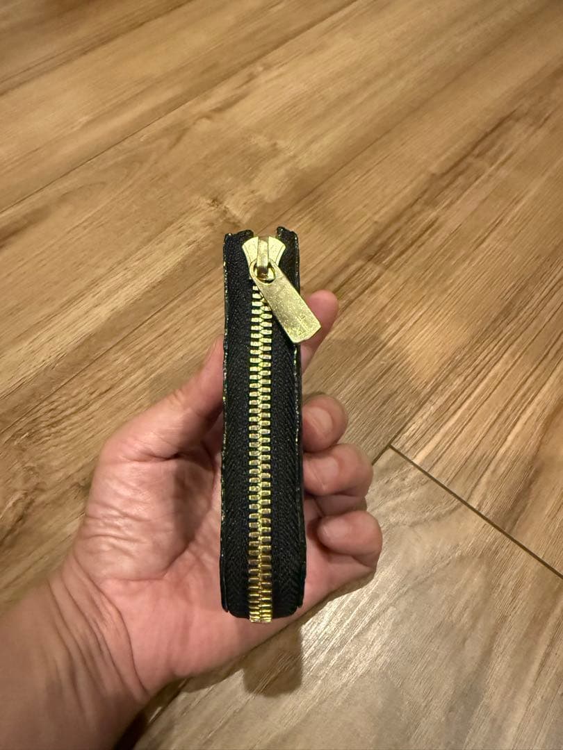 クロコダイル　ポロサス　コンパクトウォレット　ブラック