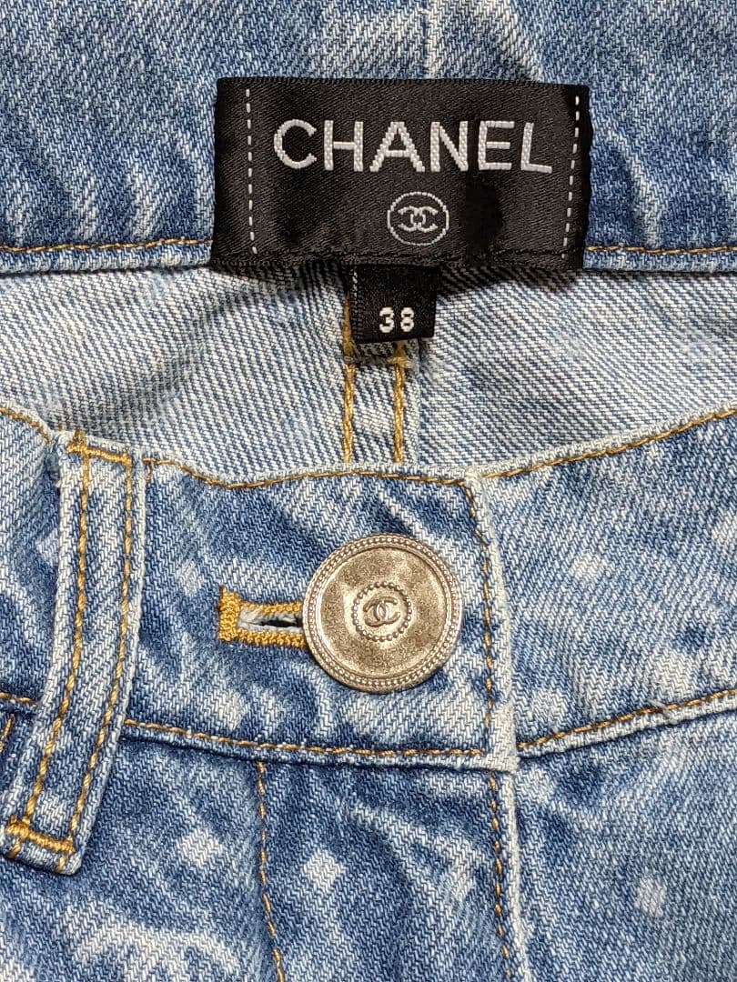 入手困難　美品　CHANEL ドット柄 ワイドレッグ デニム