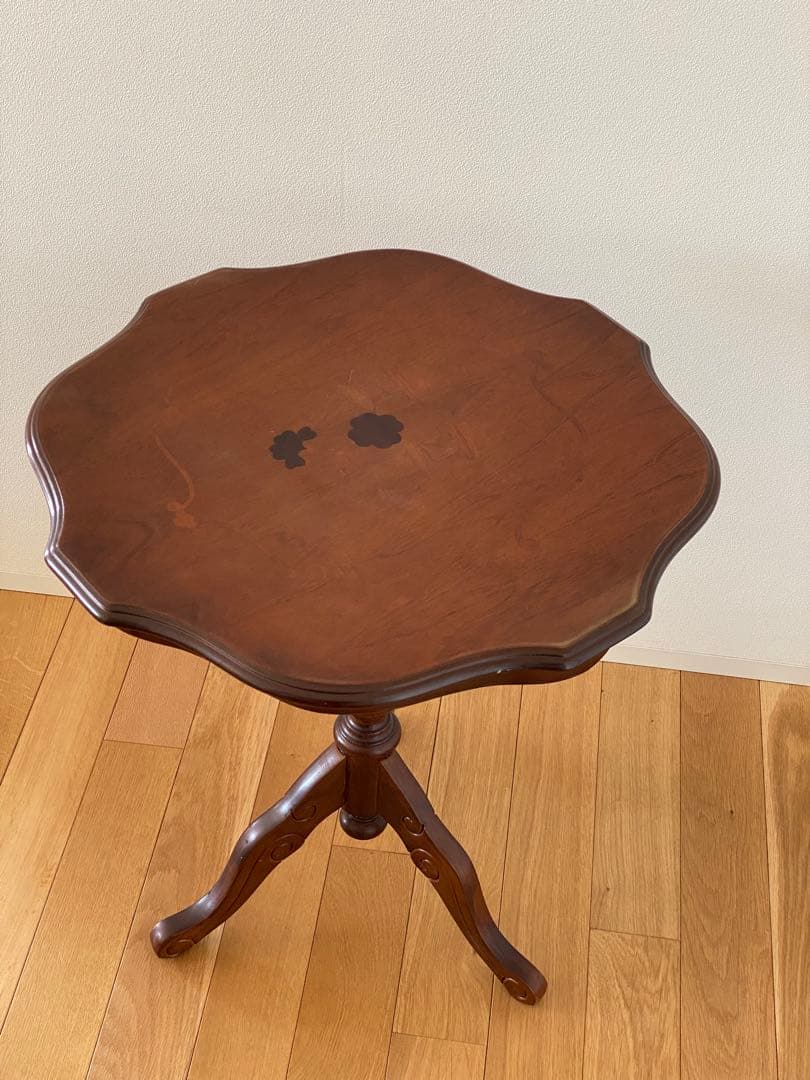 象嵌細工 コーヒーテーブル サイドテーブル 飾り台 波型天板 アンティーク