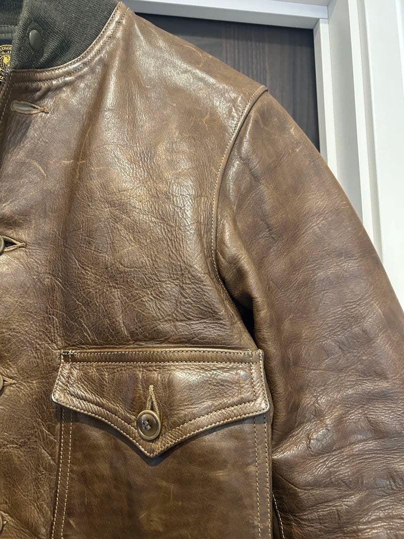 m*a様 激渋　FREEWHEELERS 37j1 オリーブ　レザージャケット