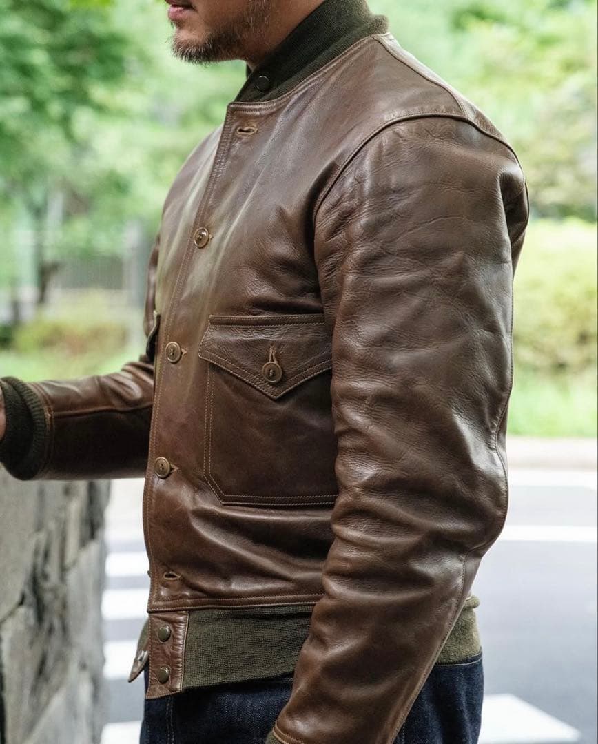 m*a様 激渋　FREEWHEELERS 37j1 オリーブ　レザージャケット