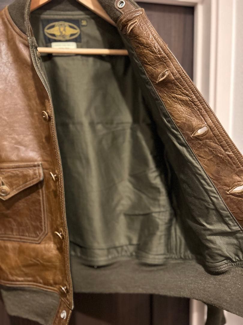m*a様 激渋　FREEWHEELERS 37j1 オリーブ　レザージャケット