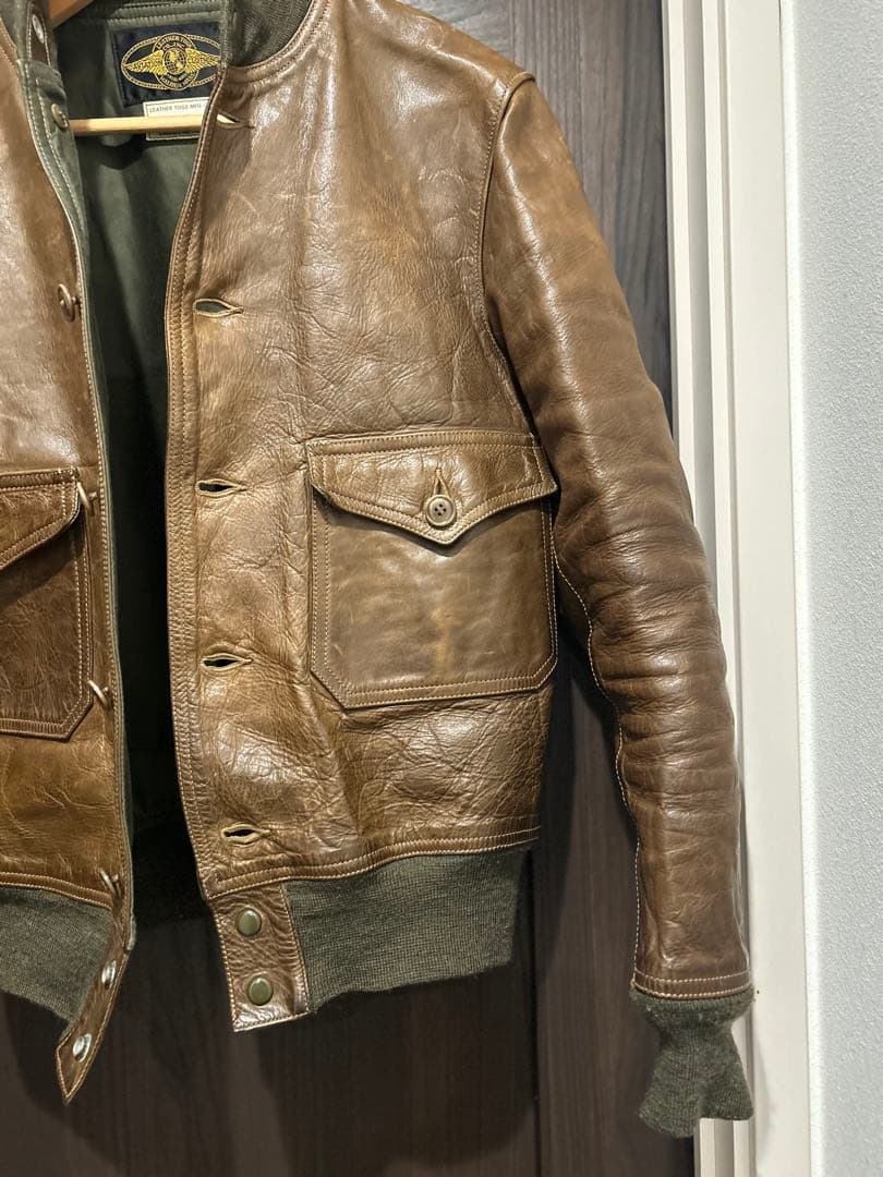 m*a様 激渋　FREEWHEELERS 37j1 オリーブ　レザージャケット