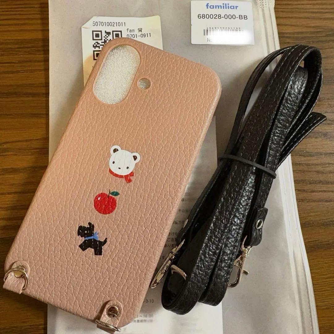 未使用 familiar ファミリア スマホケース iPhone16 ストラップ