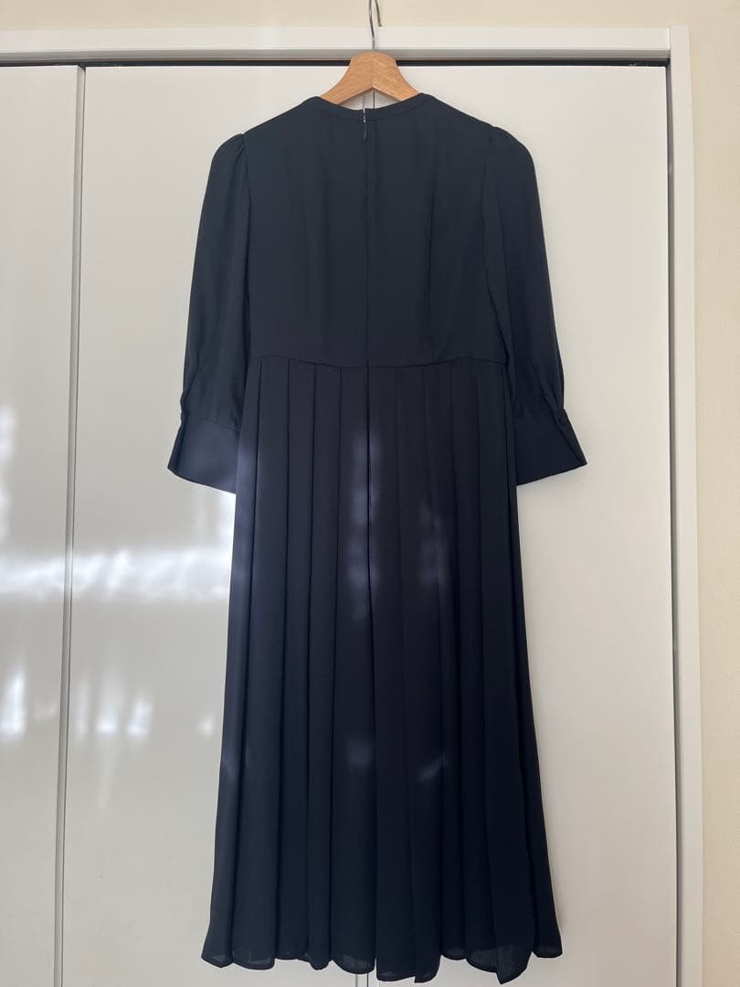 CELFORD ネイビー 長袖 プリーツ ワンピース 36