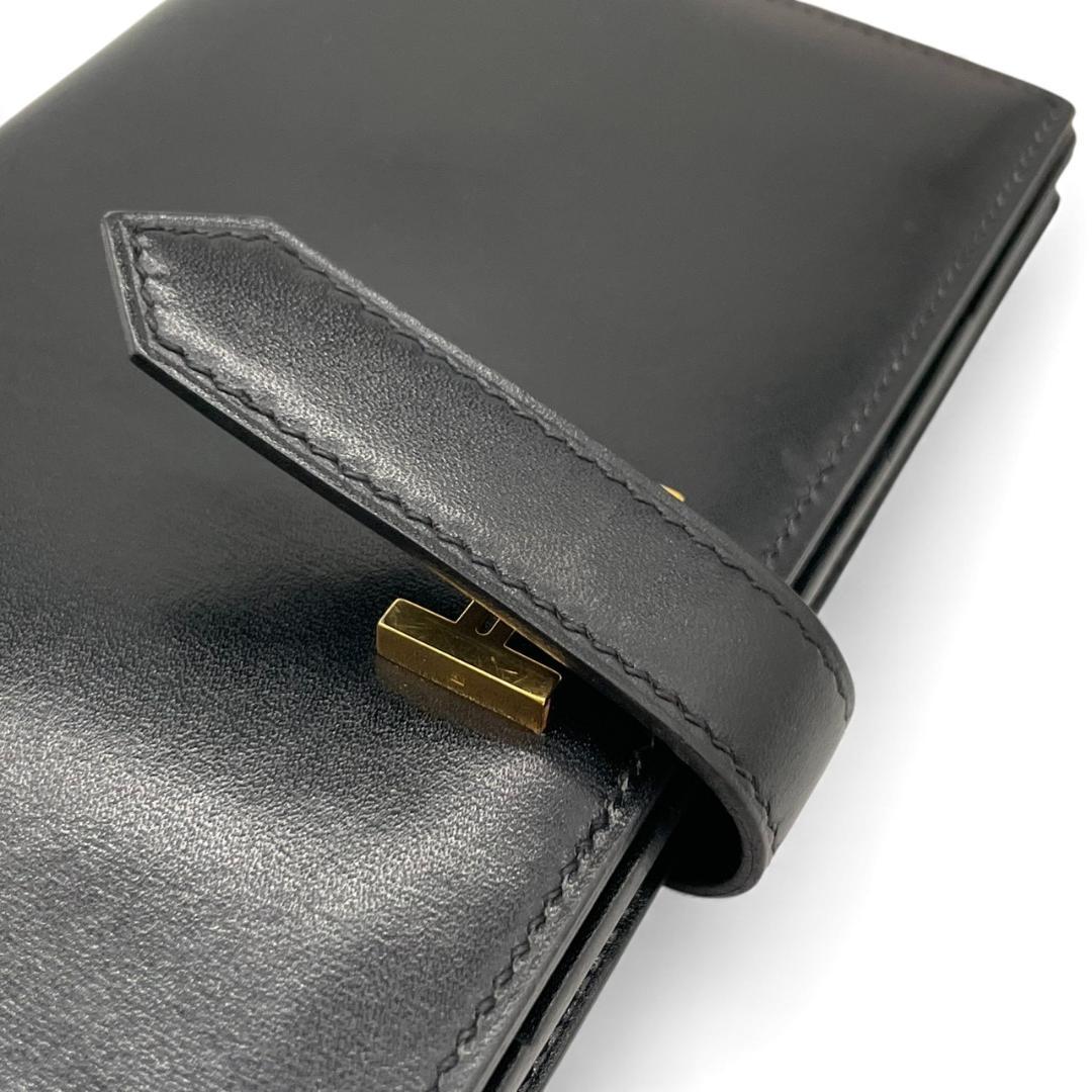 【新品同様】エルメス 二つ折り長財布 ベアンスフレ ボックスカーフ ブラック