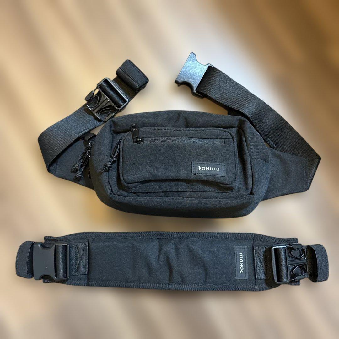 【美品】POMULU ポムル 2WAYヒップシート ショルダーバッグ ブラック