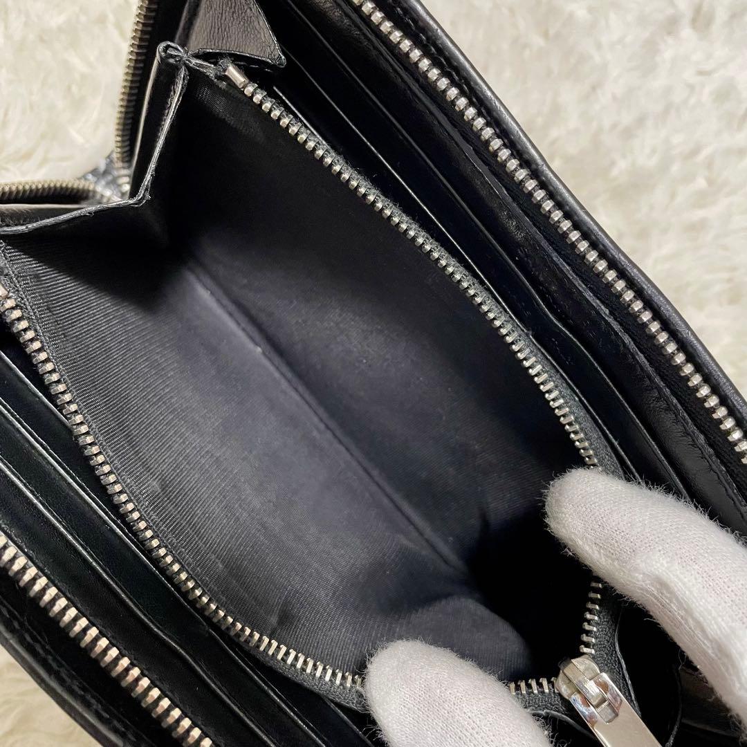 箱付美品 付属品完備 サンローランパリ クロコ型押し ラウンドファスナー 長財布