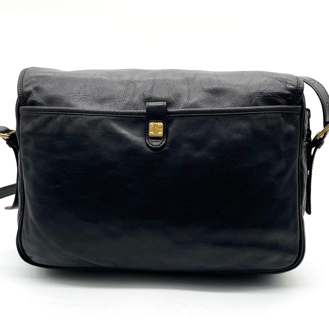 【極美品】ロエベ メッセンジャーバッグ アナグラム ナッパレザー 斜め掛け 黒