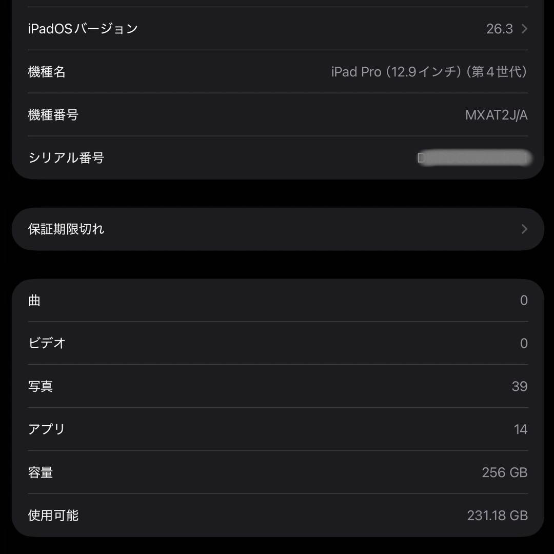 iPad Pro 12.9 インチ 第4世代 Wi-Fi 256GB