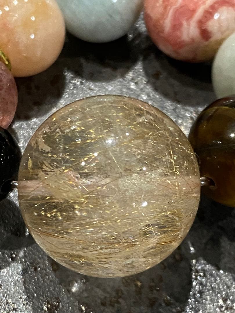 天然石ストラップ　大玉