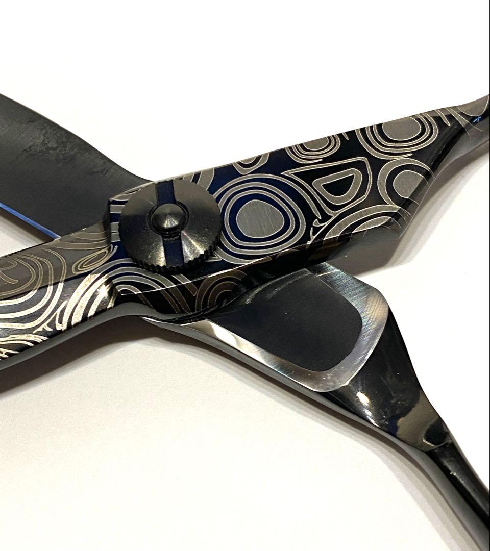 7インチ 刈込 ブラックチタンコート 剣刃 カットシザー 理容 美容 鋏