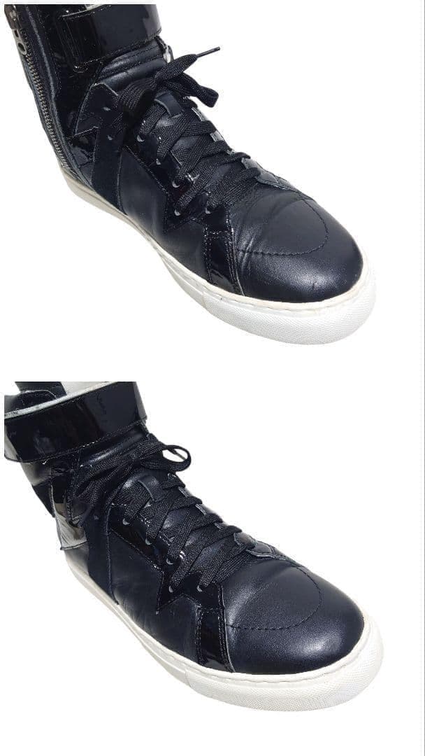 カズユキクマガイ ハイカット スニーカー レザー 異素材 黒