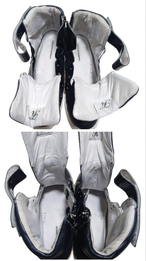 カズユキクマガイ ハイカット スニーカー レザー 異素材 黒