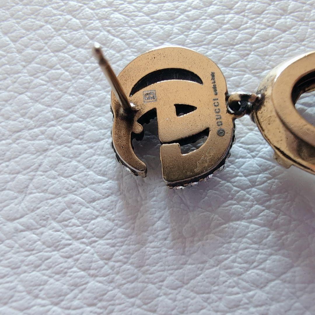 グッチ　ピアス　片方　マーモント　ビジュー　クリスタル付き ダブルGピアス　テテ