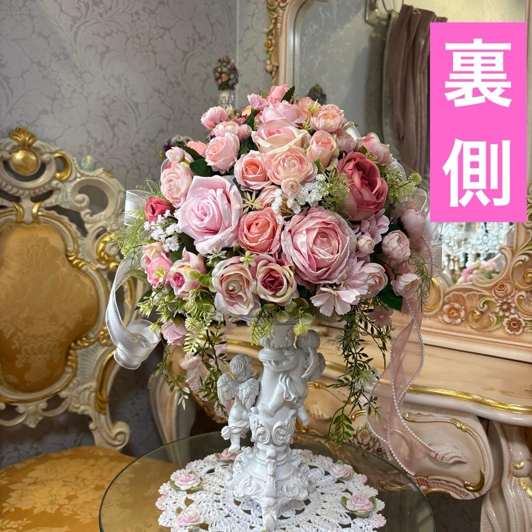 天使・ダブルフェイス・フラワーアレンジメント・レース・リボン