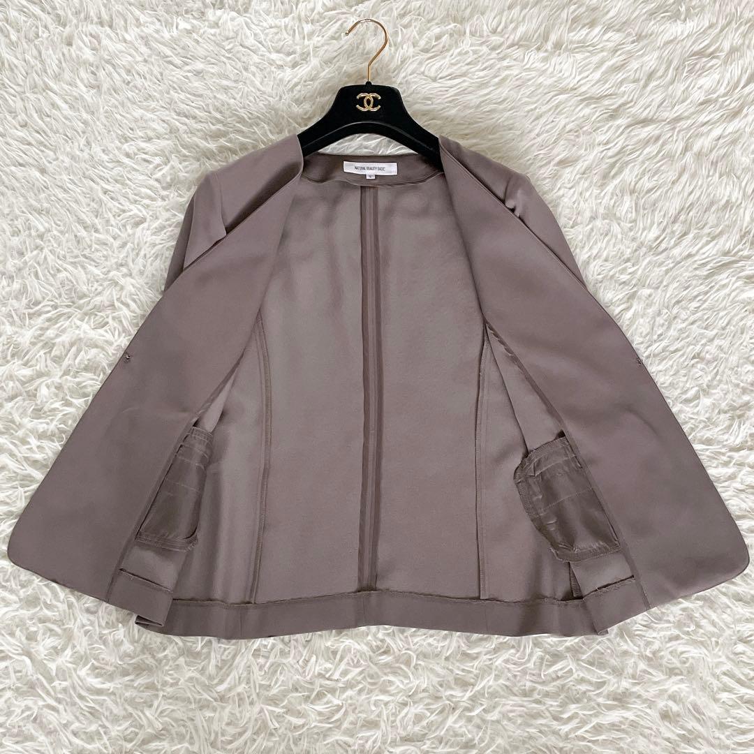 【ナチュラルビューティーベーシック】ノーカラージャケット パンツ ブラウス3点