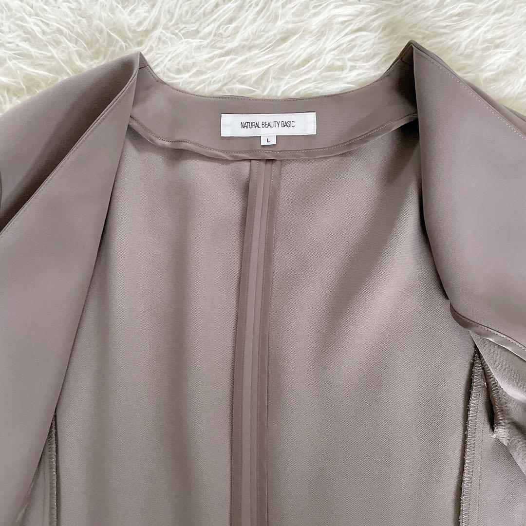 【ナチュラルビューティーベーシック】ノーカラージャケット パンツ ブラウス3点