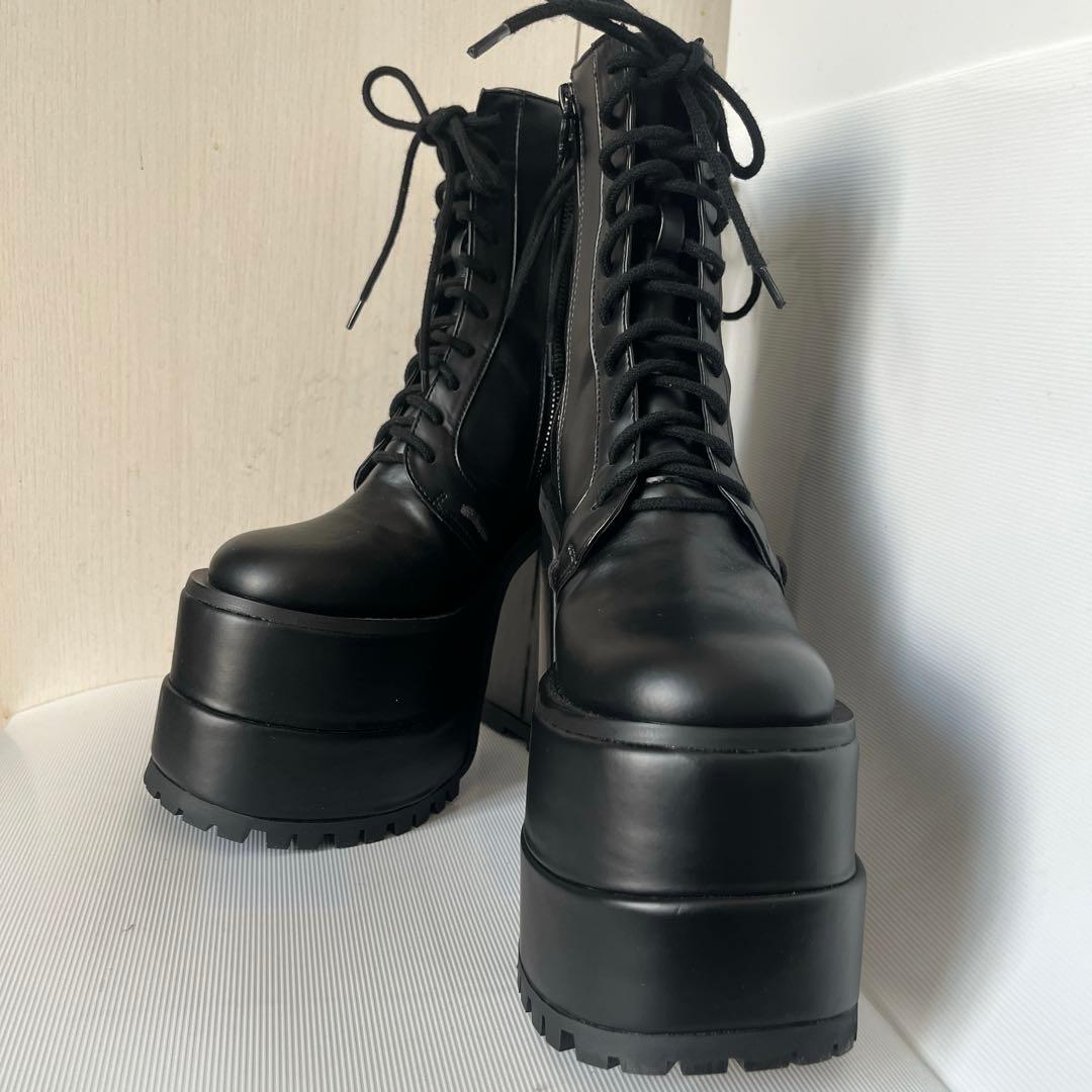 CharlaTedrick【美品】厚底編み上げブーツレースアップブーツゴスロリ