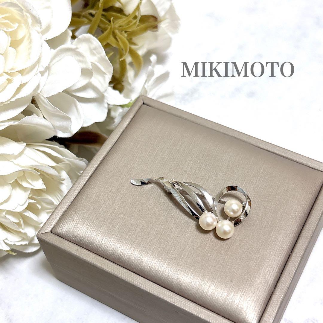 皇室御用達✨MIKIMOTO あこや 本真珠 パール ブローチ コサージュ SV