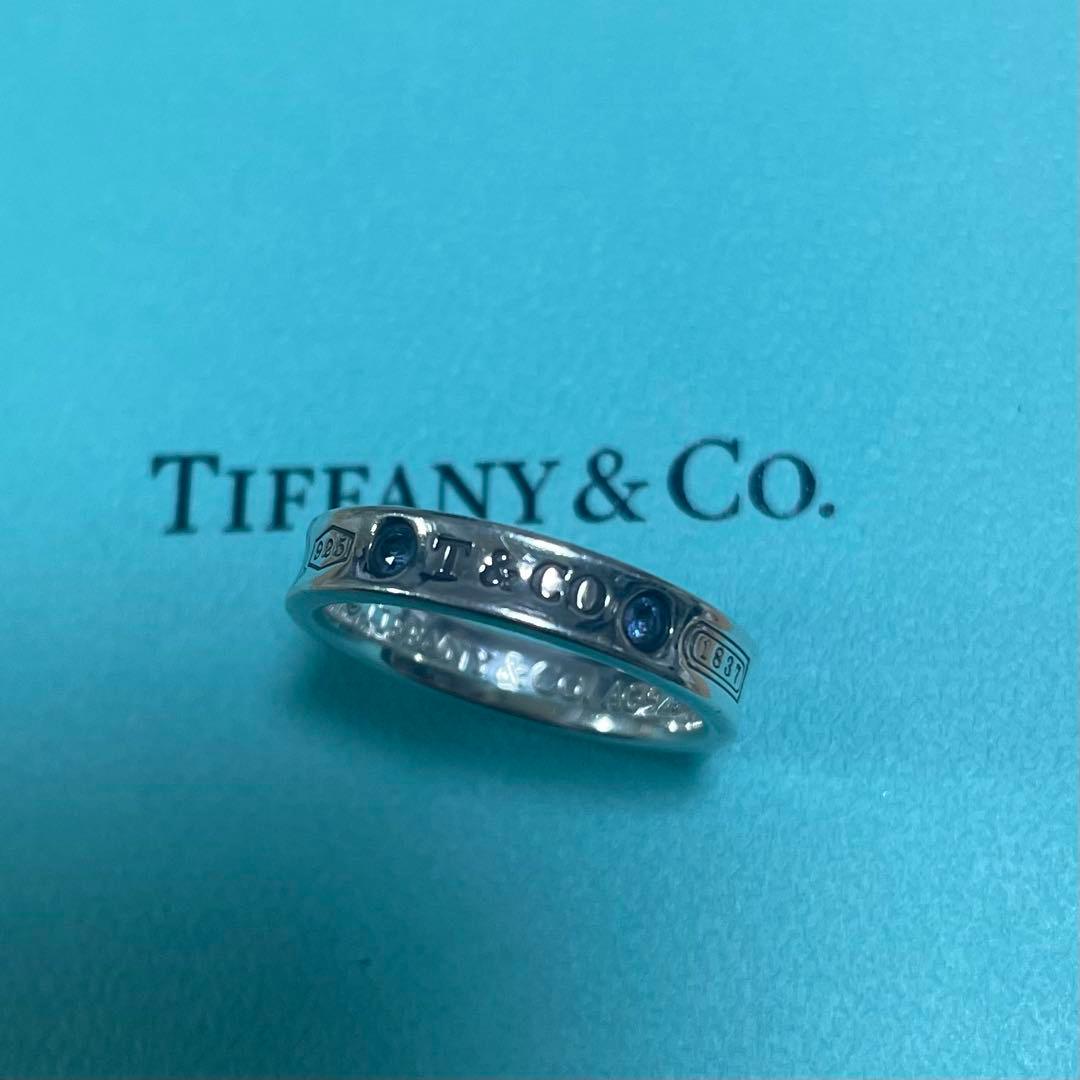 TIFFANY&Co.1837ナローリングモンタナサファイア2石　10号
