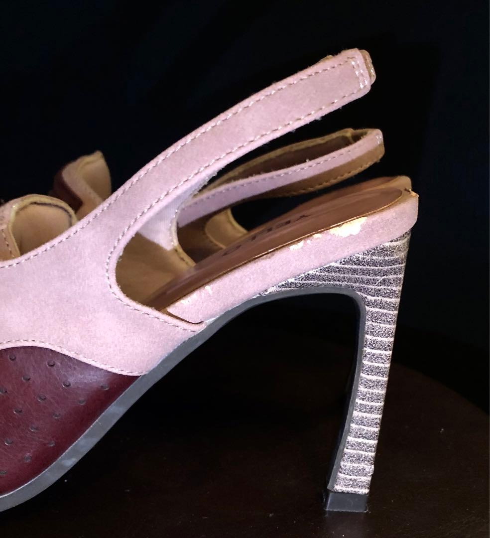 YELLO ピンク スエード ポインテッドトゥ ミュール Lサイズ