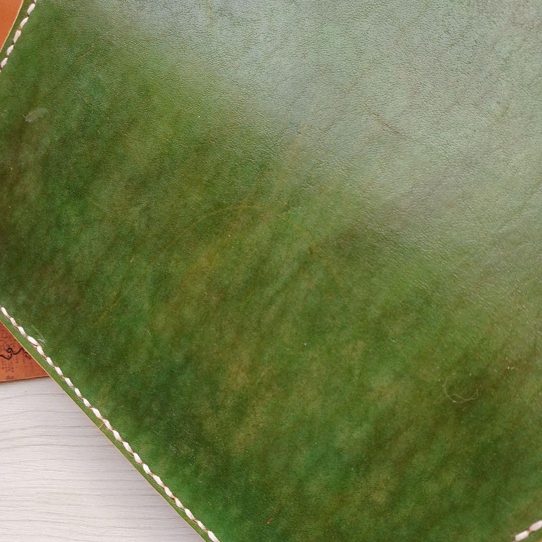 トラッカーウォレット　ロング　ハンドメイド グラデーション　オリーブ～グリーン