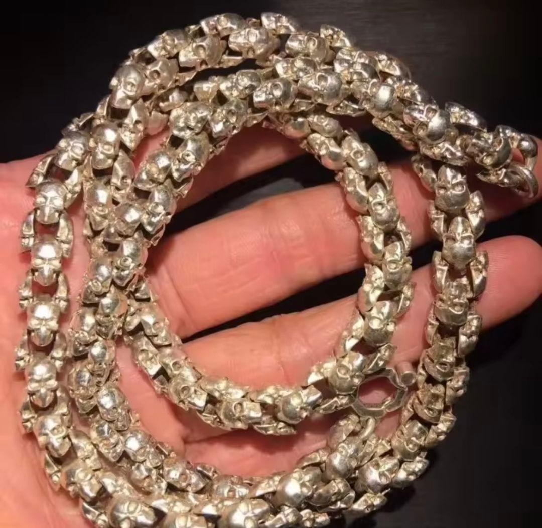 【在庫限り】メンズレトロ銀 S925ネックレス シルバースカル