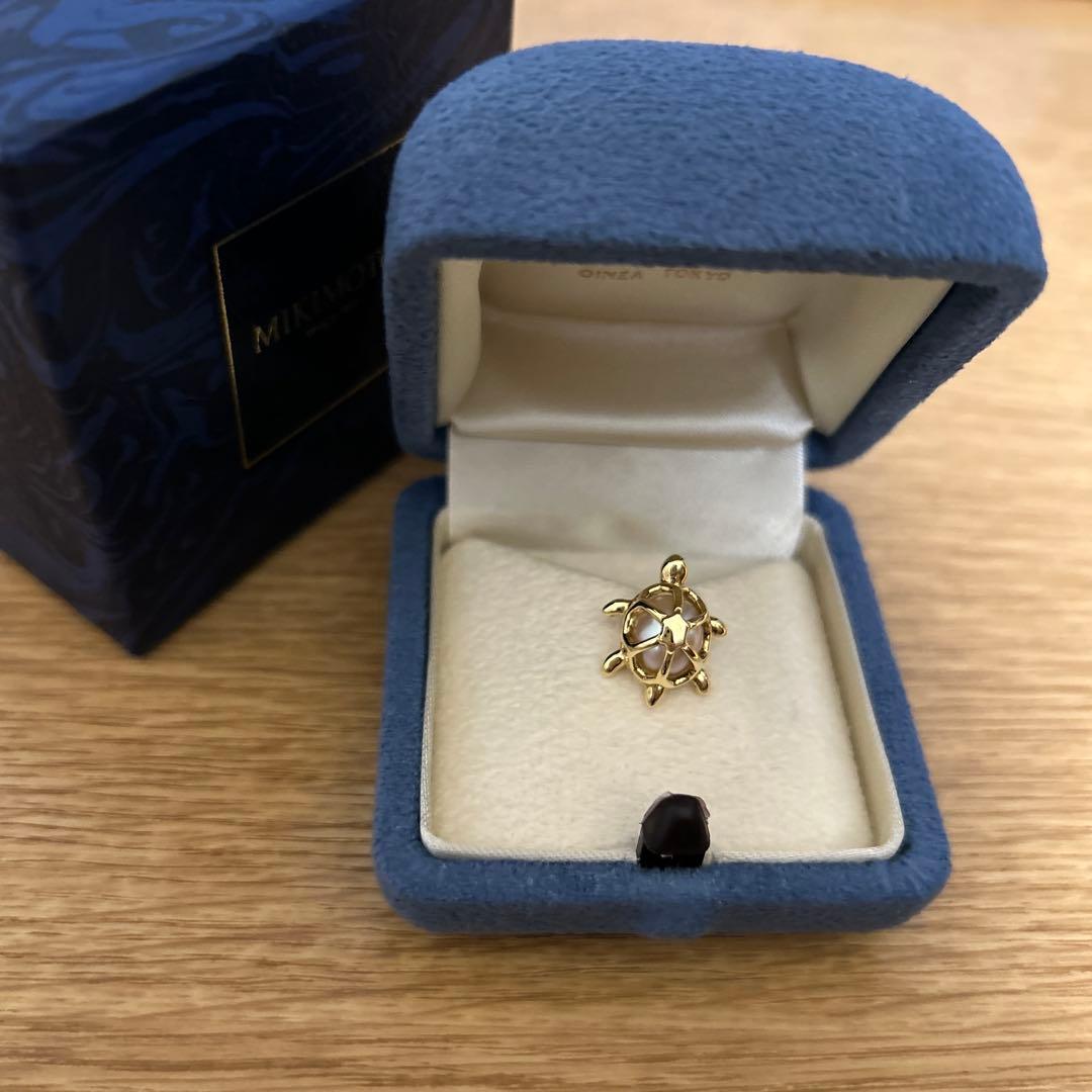 MIKIMOTO ミキモト　真珠　パール　亀　カメ　ピンブローチ　YG K18