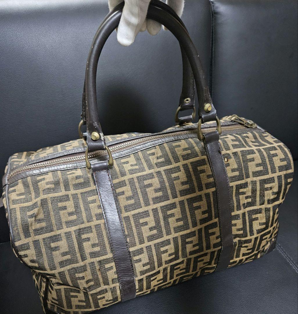 【良品】FENDI フェンディ ボストンバッグ FFズッカ 旅行用 ヴィンテージ