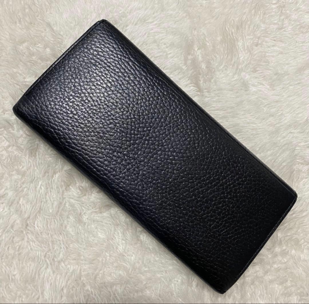 極 美品 BURBERRY バーバリー 長財布 ブラック ロゴ 本革 折り財布