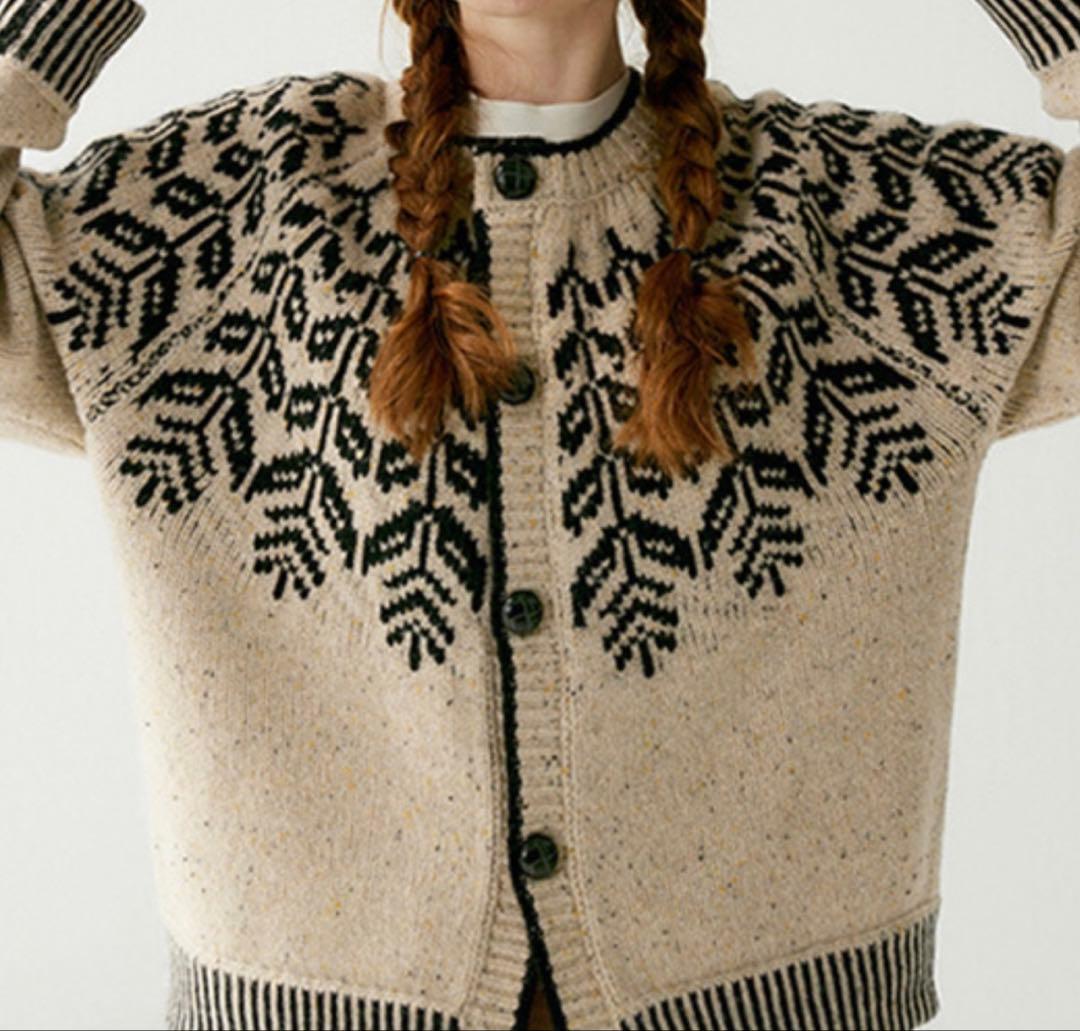 ノルディック柄ニットカーディガン