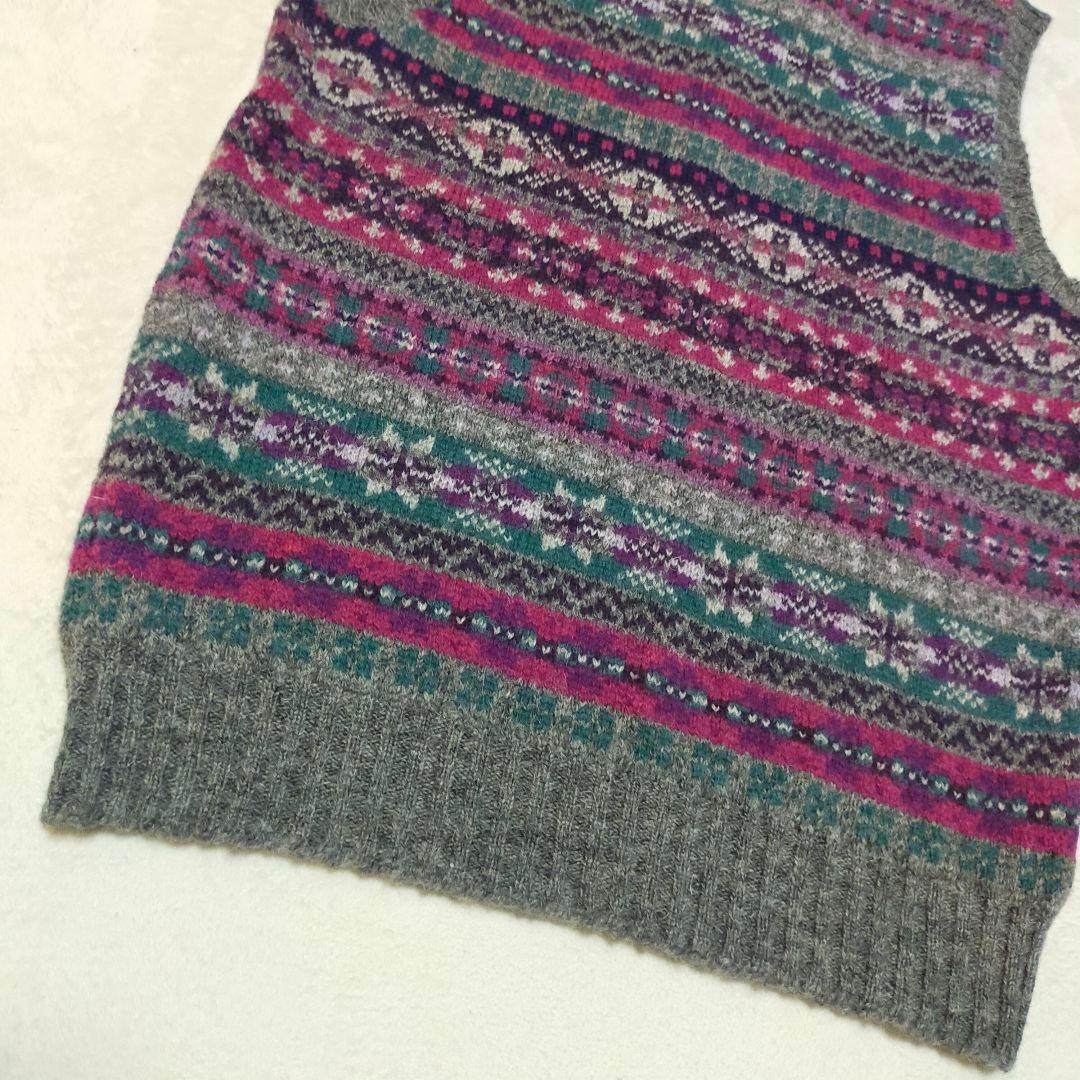 未使用品　Jamieson's　フェアアイル柄　ニットベスト　М