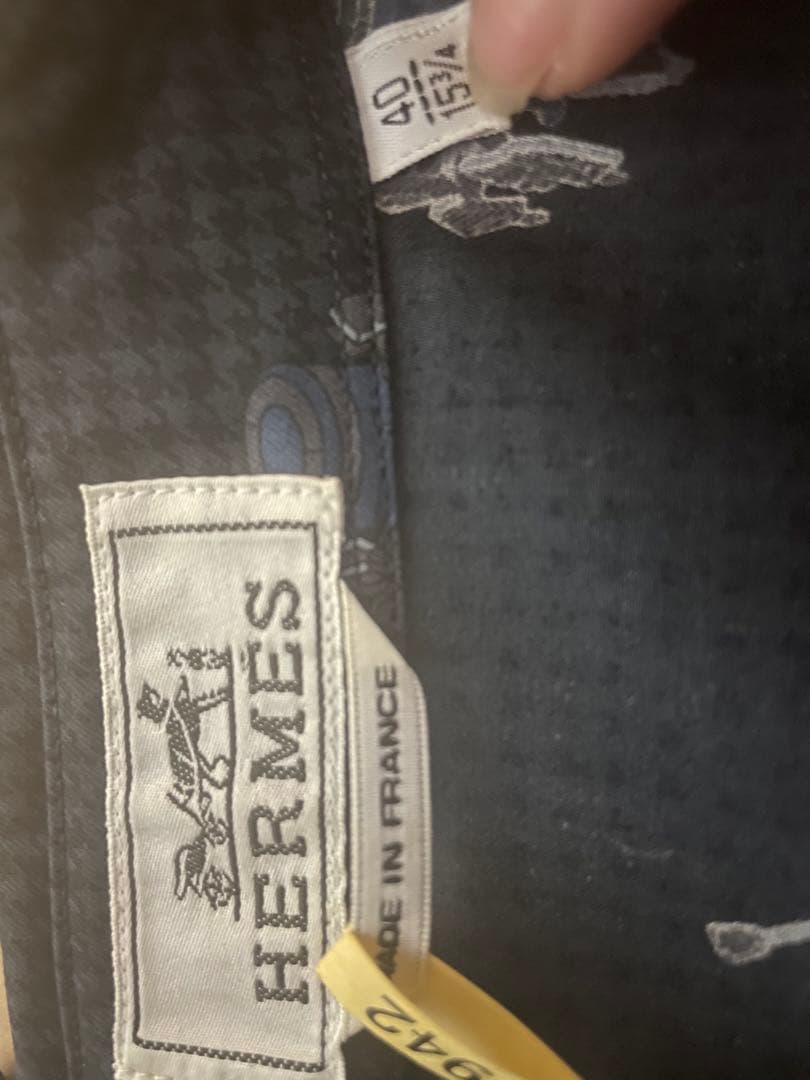 Bamiki  HERMES ダークブルー プリントシャツ