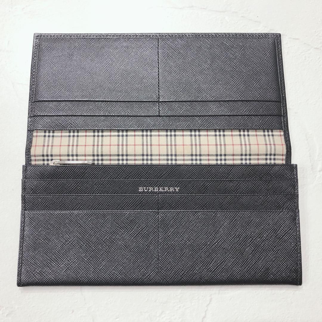 ☆美品☆ BURBERRY バーバリー 長財布 ブラック レザー シンプル ロゴ