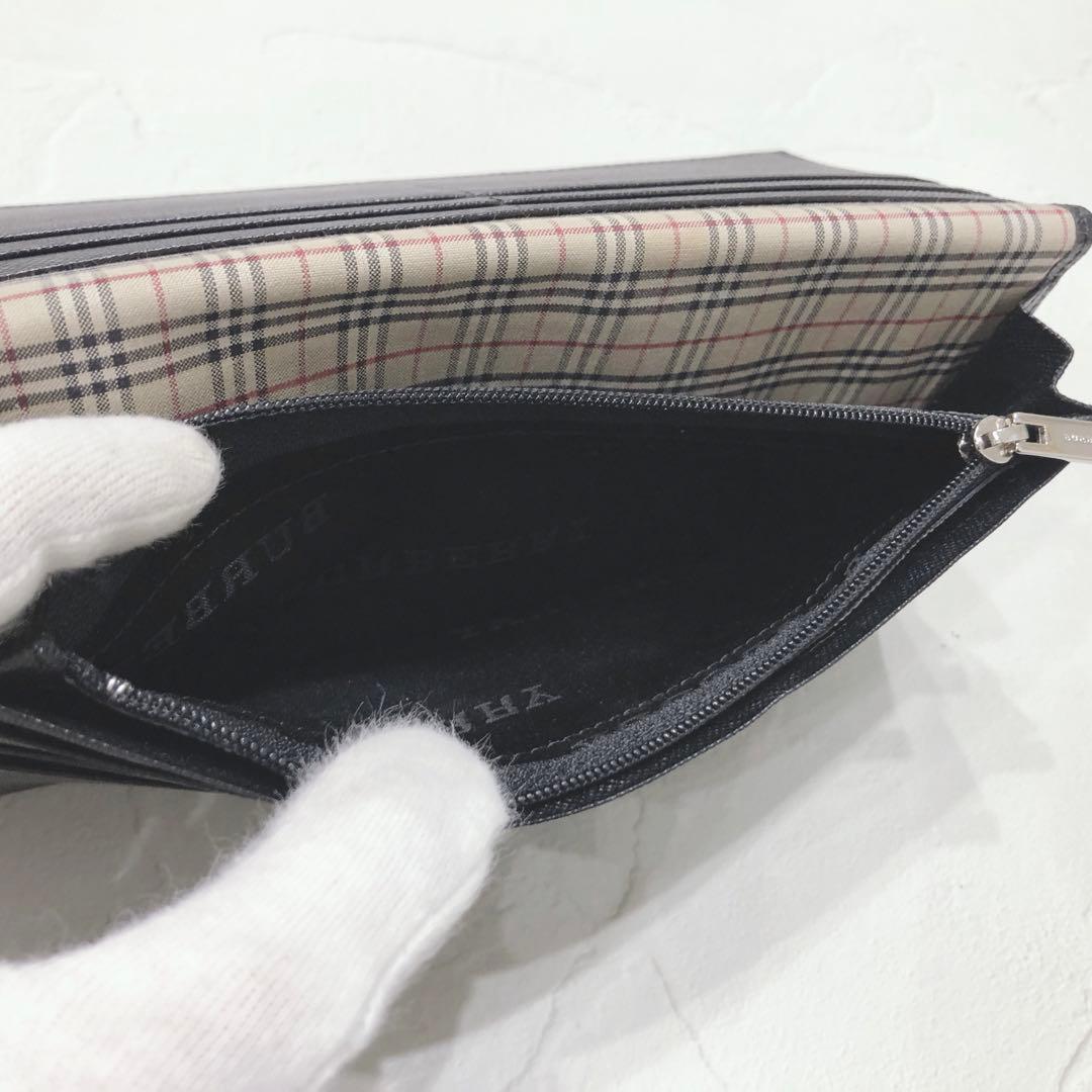 ☆美品☆ BURBERRY バーバリー 長財布 ブラック レザー シンプル ロゴ