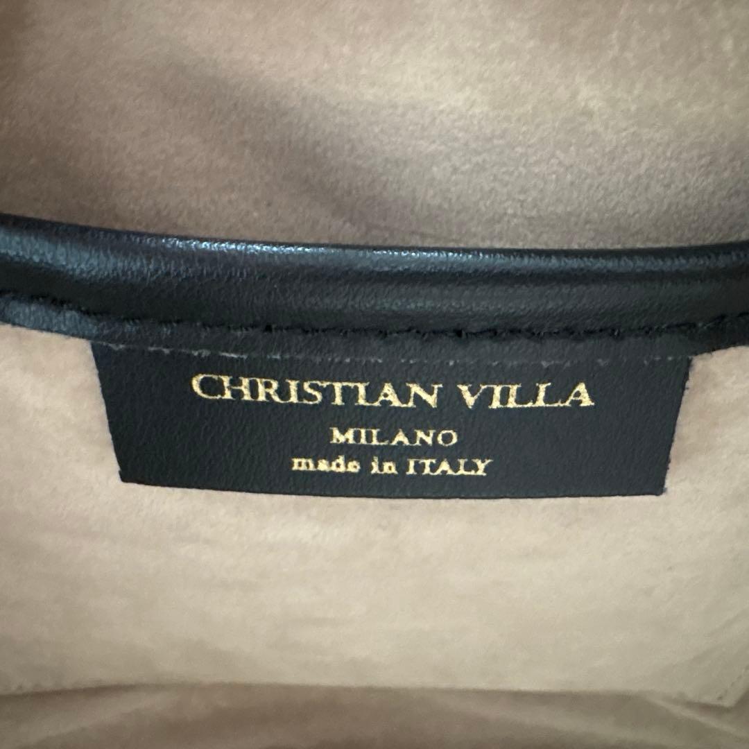 クリスチャンヴィラ　2way スクエアバッグ　ミニボストンバッグ　ブラック