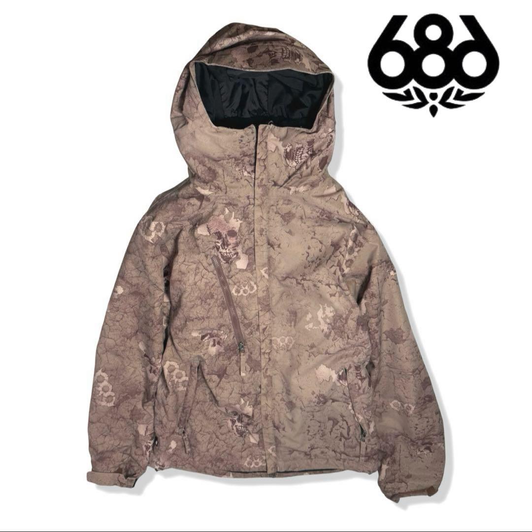 686｜スカル迷彩スノージャケットSスノボウェアシックスエイトシックス