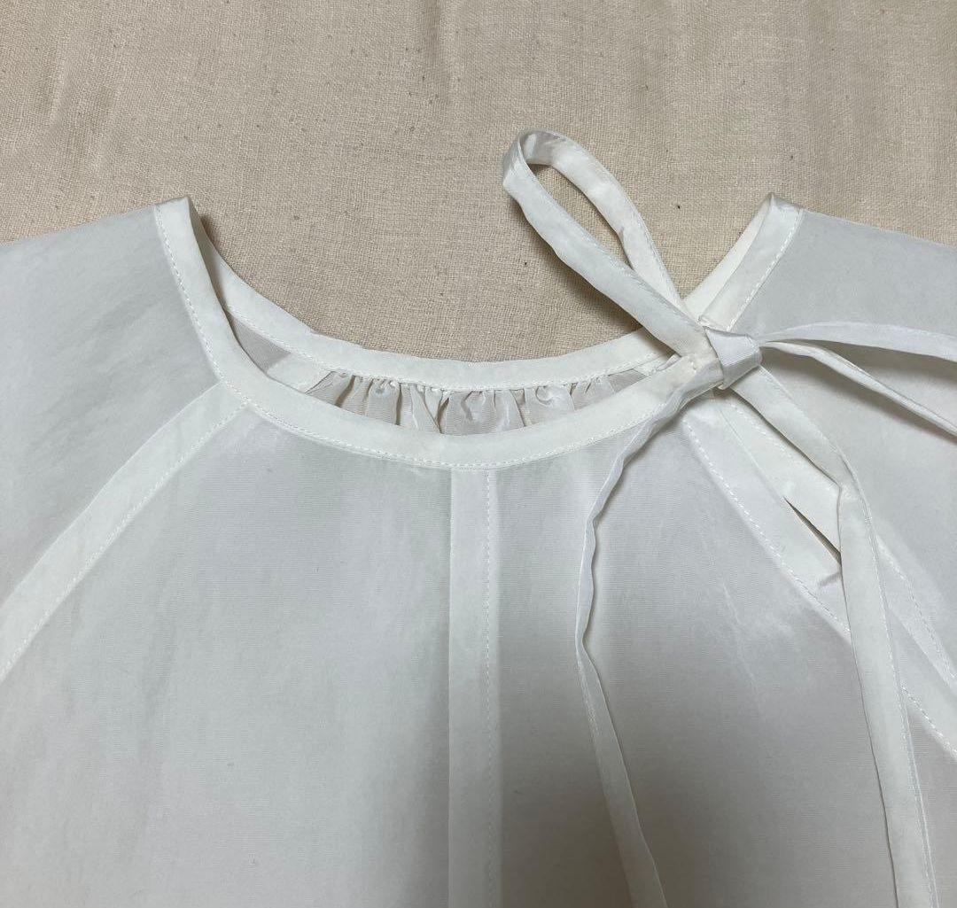 BEAUTY&YOUTH キュプラ リボンタイノーカラーブラウス