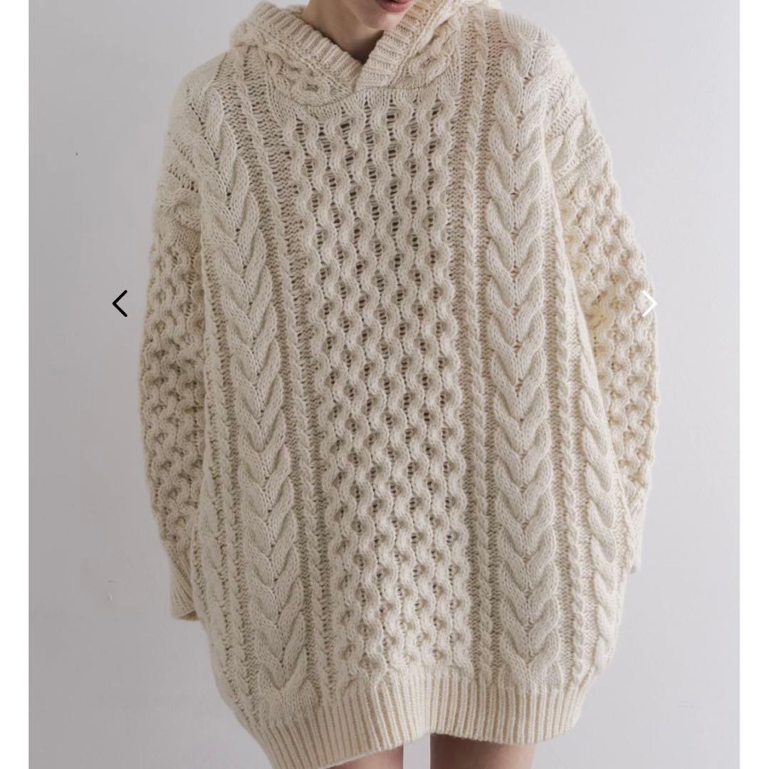 現行品♡THE TOE ケーブルニット フード パーカー ワッフル ウール 厚手