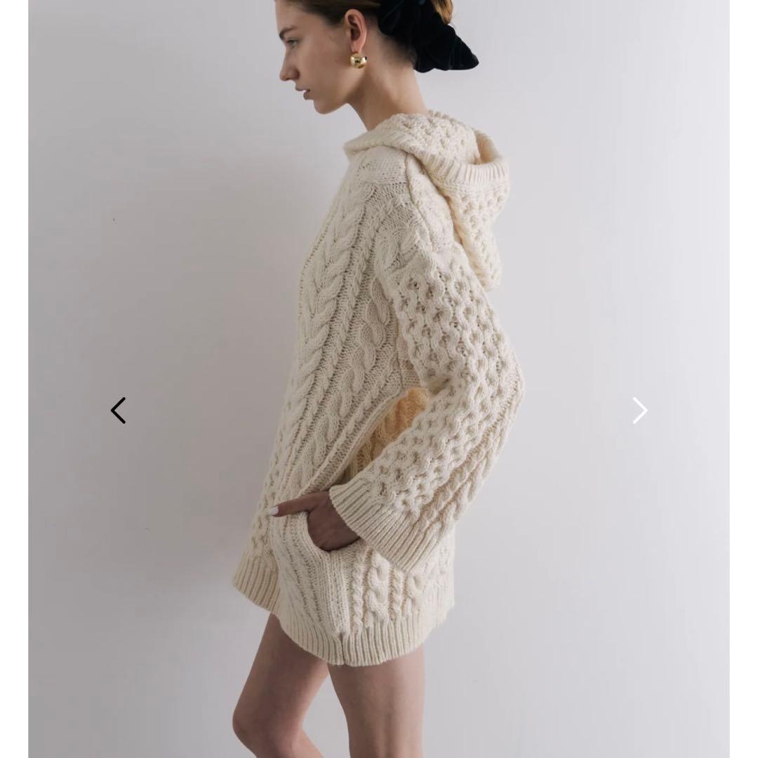 現行品♡THE TOE ケーブルニット フード パーカー ワッフル ウール 厚手