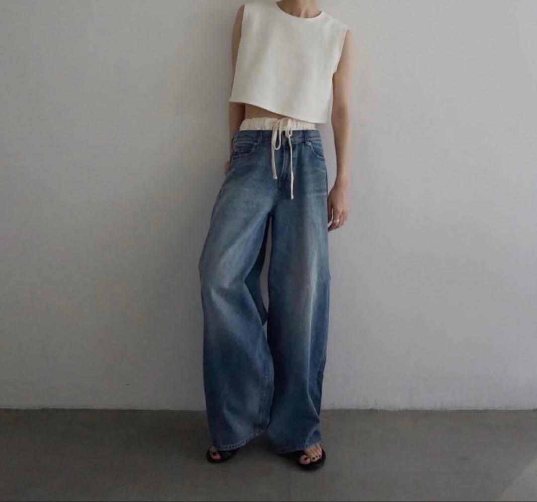 【期間限定お値下げ】トゥデイフル レイヤード ワイドデニム パンツ サイズ26
