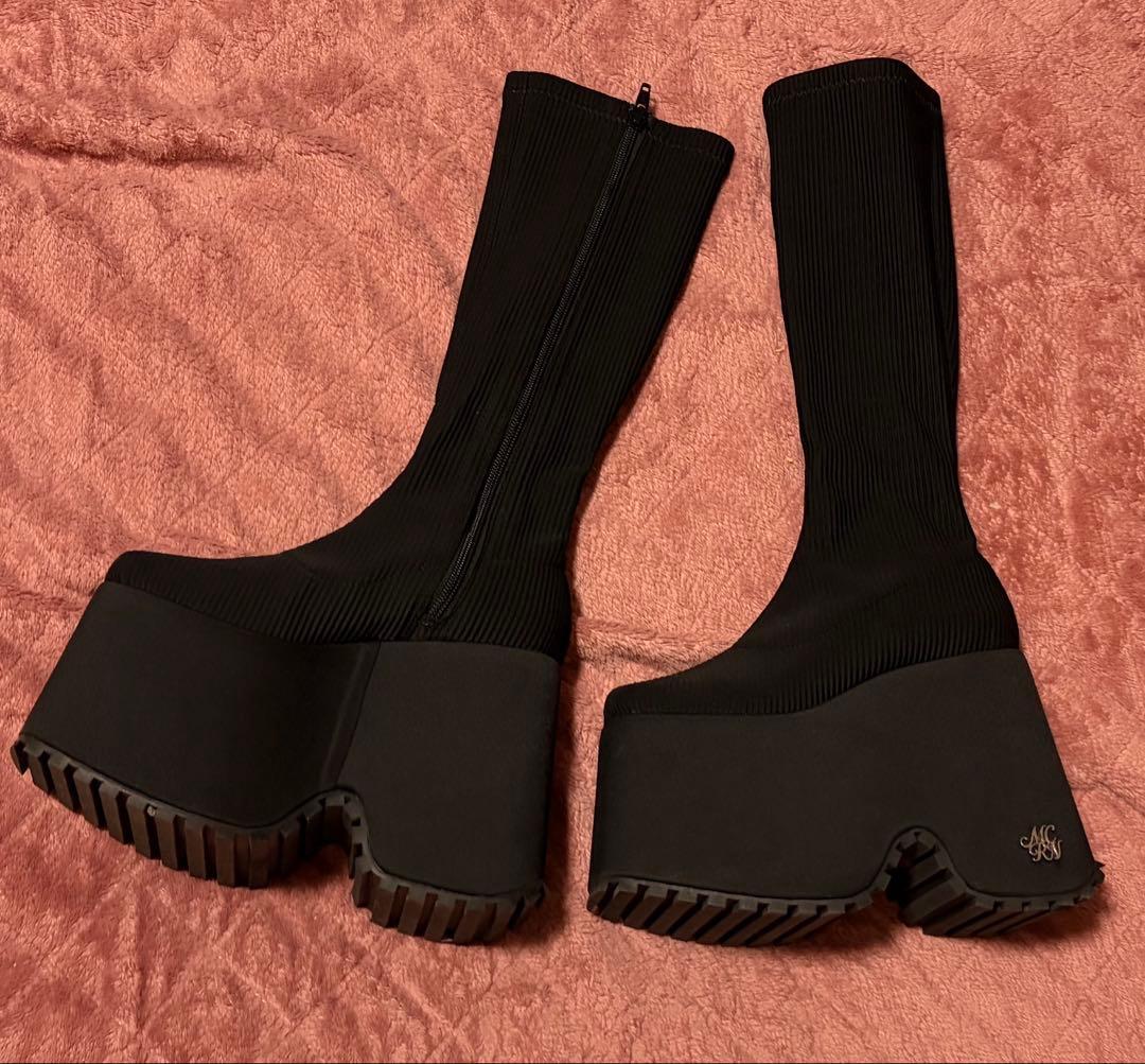 michellMacaron 厚底ストレッチロングブーツXS