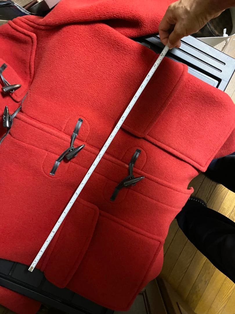 バーバリー 赤 ダッフルコート フード付き