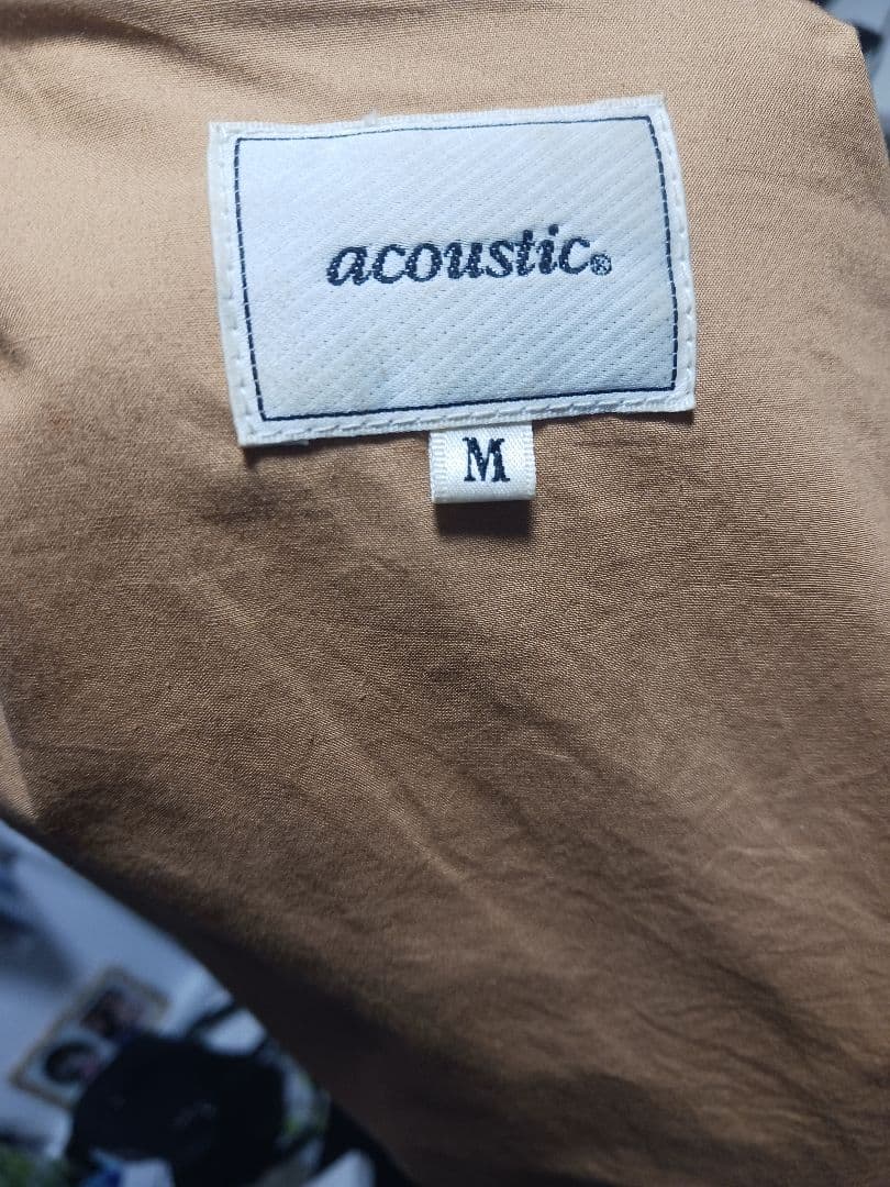 acoustic ベージュ レザーシングルライダースジャケット M